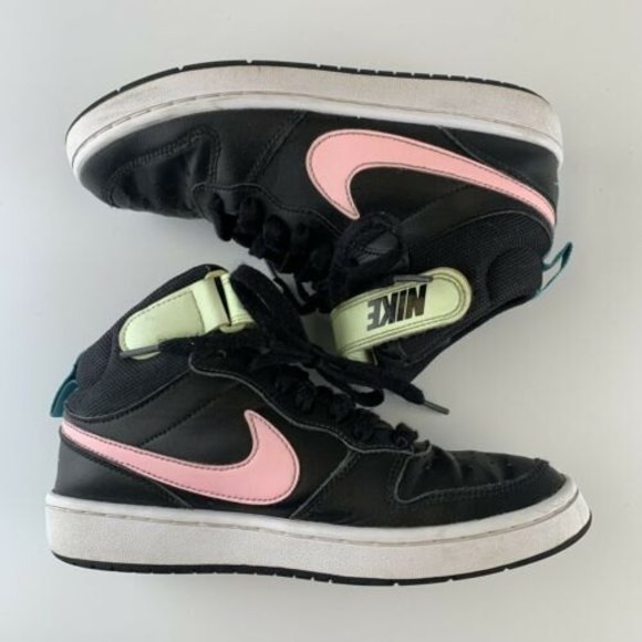 Nike Court Borough Mid 2 Basketball Youth Size 4.5 Black Pink Yellow CD7782-002 - Picture 4 of 10